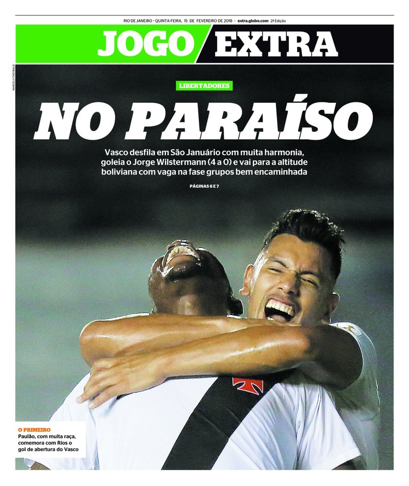 Jornal: Vasco 4 x 0 Jorge Wilstermann